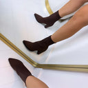 CHAUSSETTE BOTTINE À TALONS DE1123 - BRUN