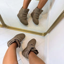 LOLA WEDGE BOOT 8-529 - KHAKI