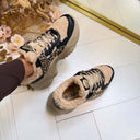 BUFFALO BLISS WARM SNEAKER 18350 - BEIGE/BLACK/LEOPARD