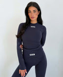 UNIQUE THE LABEL NENA LONGSLEEVE TOP DEEP DARK NAVY