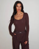 UNIQUE THE LABEL GILL SCOOP LS BODYSUIT CACAO