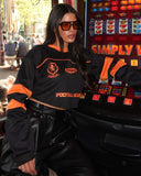 UNIQUE THE LABEL MAXIM CROPPED LONGSLEEVE TOP - BLACK/ORANGE