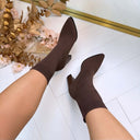 CHAUSSETTE BOTTINE À TALONS DE1123 - BRUN