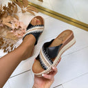PRINT PLATEAU SLIPPER HG-116 - BLACK