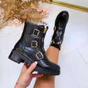 TRIPLE DOUBLE ZIP BOOT 12618-A210 - BLACK/GOLD