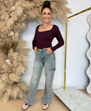 GUESS COLETTE LONGSLEEVE RIB TOP V4BP07K8RT2 - G596 BORDEAUX
