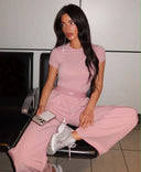 UNIQUE THE LABEL CHELSEA SHORT SLEEVE TOP - VINTAGE PINK