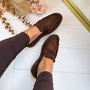 ANNE FRINGE SLIPPER AQ212 - BROWN