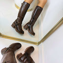 LEATHER LOOK LAARS MET HAK DES809