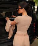 UNIQUE THE LABEL CHELSEA SHORT SLEEVE TOP - SANDY