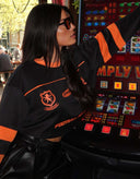 UNIQUE THE LABEL MAXIM CROPPED LONGSLEEVE TOP - BLACK/ORANGE