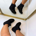 SPARKLING WEDGE BOOT HB-330 - BLACK