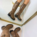LEATHER LOOK LAARS MET HAK DES809