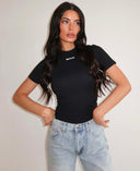 UNIQUE THE LABEL JACKY KURZARM-TOP – SCHWARZ