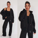 UNIQUE THE LABEL NYLA WIDE LEG JOGGER DEEP BLACK