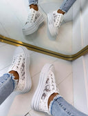 BASKET EN DENTELLE FLEURIE LS698 - BLANC