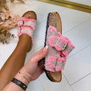 GLITTER SCHNALLEN-SLIPPER LS-383 - PINK