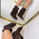 FRINGE BOOT K-99501 - COFFEE