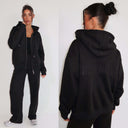 UNIQUE THE LABEL NYLA WIDE LEG JOGGER DEEP BLACK