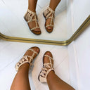 STUDS FRINGE SANDAAL X5-510 - BEIGE