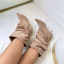FEINER WILDLEDERSTIEFEL MIT ABSATZ DES8032 - KHAKI/SUE
