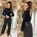 UNIQUE THE LABEL ZIVA LEATHER PANTALON BLACK