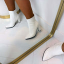 BOTTINE À TALON FAÇON CUIR 6010-89 - WHITE/PU