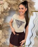 *SALE* GUESS SS ZEBRA TRIANGLE TEE W6GI19K3042 G1M5 - BEIGE