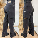 UNIQUE THE LABEL JUNE WIDE LEG JEANS WASHED BLACK