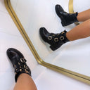 TRIPLE DOUBLE ZIP BOOT 12618-A210 - BLACK/GOLD