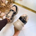 BUFFALO BLISS WARM SNEAKER 18350 - BEIGE/BLACK/LEOPARD
