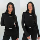 UNIQUE THE LABEL NENA LONGSLEEVE TOP BLACK/WHITE