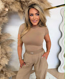 UNIQUE THE LABEL CHELSEA SHORT SLEEVE TOP - SANDY