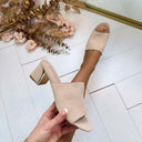 MULE SUÉDINE À TALON L1048 - BEIGE