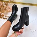 NOOR LEATHER LOOK BLOK HAK *M-717-1* - NOIR