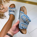 GLITTER SCHNALLEN-PANTOLETTE LS-383 - BLAU