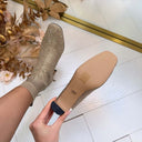 LA STRADA SOCK HAK LAARSJE 2151725-4543 - GOLD/SILVER KNITTED + STONE