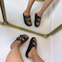 GEKLEURDE STEENTJES SLIPPER LS393 - BLACK