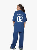 *LAATSTE ONE SIZE* REINDERS LYMEE BASEBALL SHORTSLEEVE SHIRT W3826 - NAVY PEONY