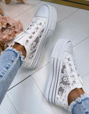 BASKET EN DENTELLE FLEURIE LS698 - BLANC