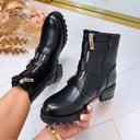 TRIPLE DOUBLE ZIP BOOT 12618-A210 - BLACK/GOLD