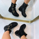 TRIPLE DOUBLE ZIP BOOT 12618-A210 - BLACK/GOLD