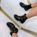 TRIPLE DOUBLE ZIP BOOT 12618-A210 - BLACK/GOLD