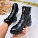 TRIPLE DOUBLE ZIP BOOT 12618-A210 - BLACK/SILVER