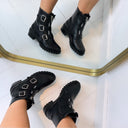 TRIPLE DOUBLE ZIP BOOT 12618-A210 - BLACK/SILVER