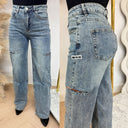 UNIQUE THE LABEL JUNE WIDE LEG JEANS MID BLUE