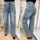 UNIQUE THE LABEL JUNE WIDE LEG JEANS MID BLUE