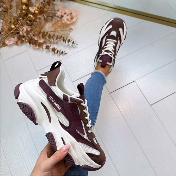 STEVE MADDEN POSSESSION-E SNEAKER 4652 WHITE SEPIA/LACQ