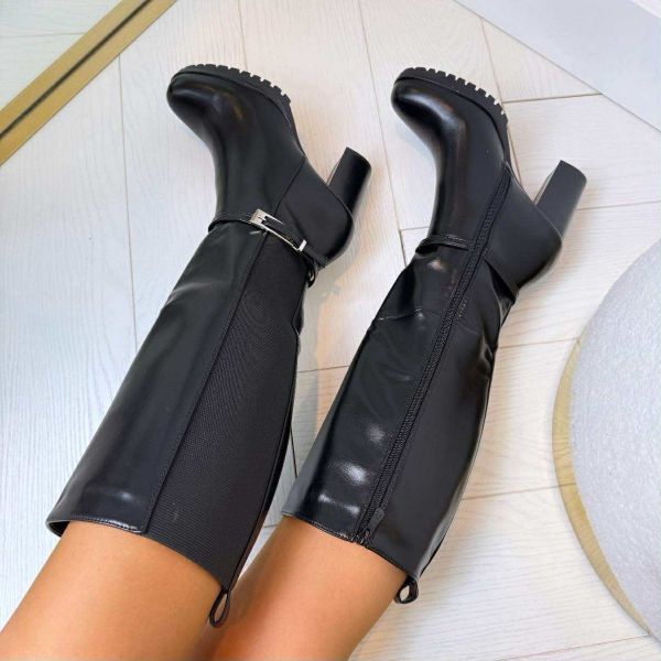 LEATHER LOOK RIEM HAK LAARS T308 BLACK