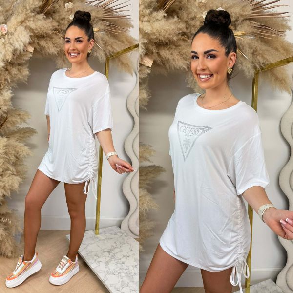 GUESS BEACH TRIANGLE OVERSIZED TEE E4GI00K68D2 G011 WHITE